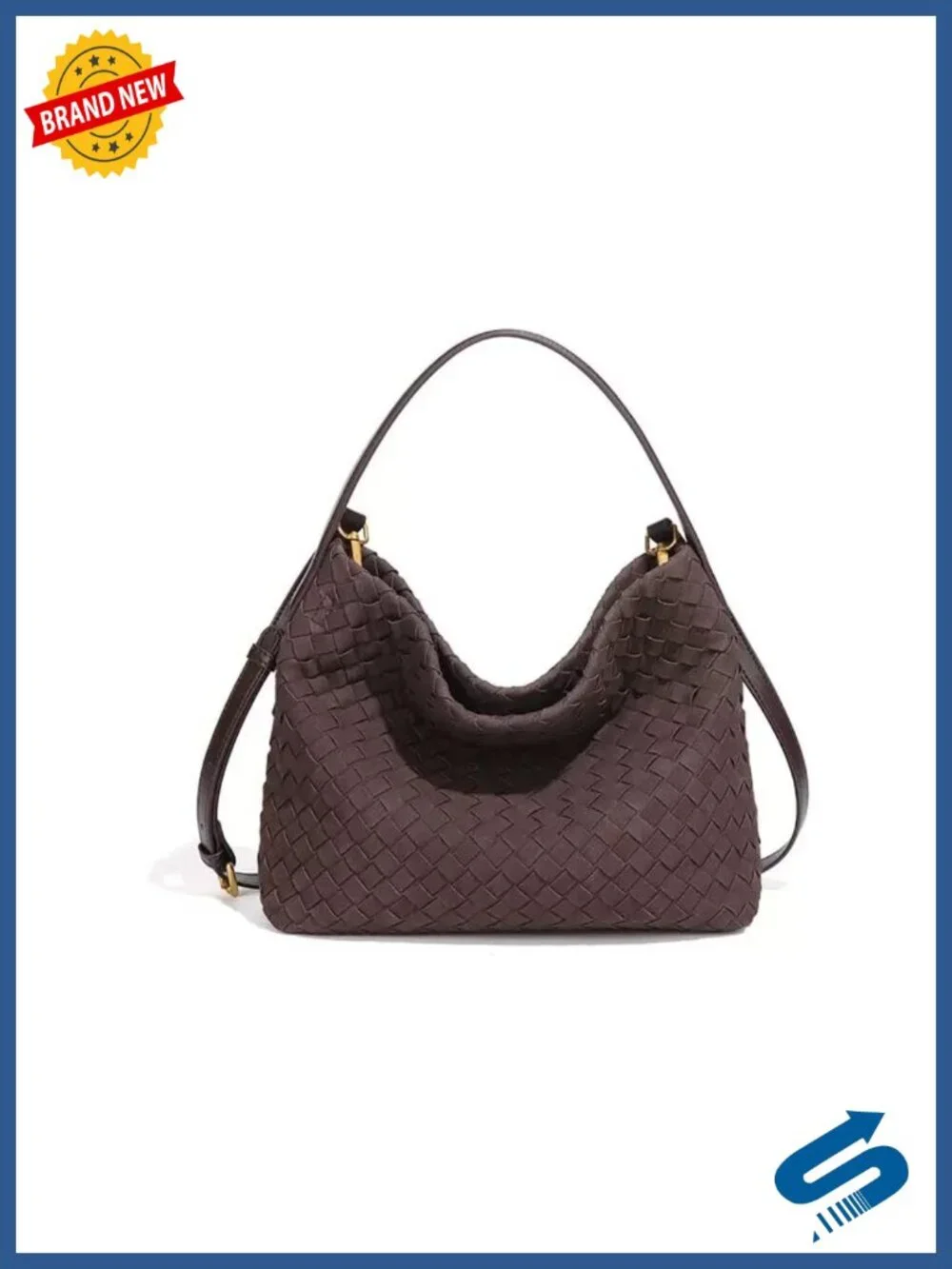 Woven Top Handle Hobo Tote Bag for Women Faux Leather Shoulder Handbag
